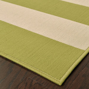 HomeRoots 9' Modern Green and Ivory Geometric Area Rug – Stain Resistant, Indoor/Outdoor, Easy Care, Durable Design 507339