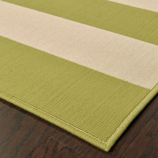 HomeRoots 9' Modern Green and Ivory Geometric Area Rug – Stain Resistant, Indoor/Outdoor, Easy Care, Durable Design 507339