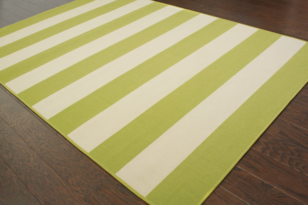HomeRoots 9' Modern Green and Ivory Geometric Area Rug – Stain Resistant, Indoor/Outdoor, Easy Care, Durable Design 507339