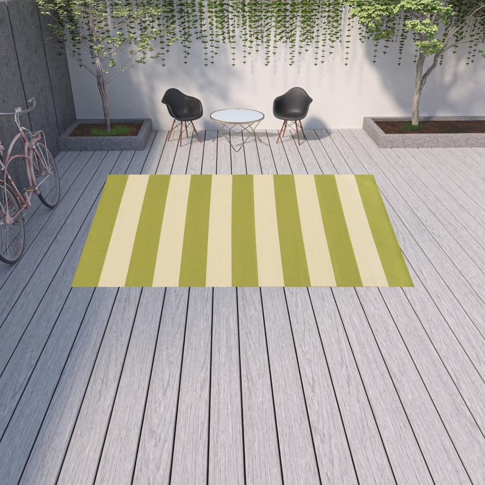 HomeRoots 9' Modern Green and Ivory Geometric Area Rug – Stain Resistant, Indoor/Outdoor, Easy Care, Durable Design 507339