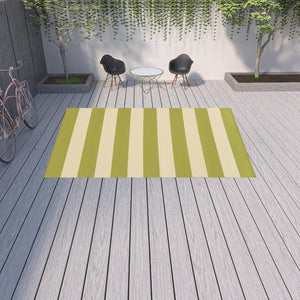 HomeRoots 9' Modern Green and Ivory Geometric Area Rug – Stain Resistant, Indoor/Outdoor, Easy Care, Durable Design 507339