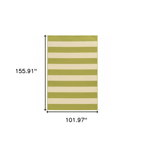 HomeRoots 9' Modern Green and Ivory Geometric Area Rug – Stain Resistant, Indoor/Outdoor, Easy Care, Durable Design 507339