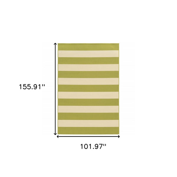 HomeRoots 9' Modern Green and Ivory Geometric Area Rug – Stain Resistant, Indoor/Outdoor, Easy Care, Durable Design 507339