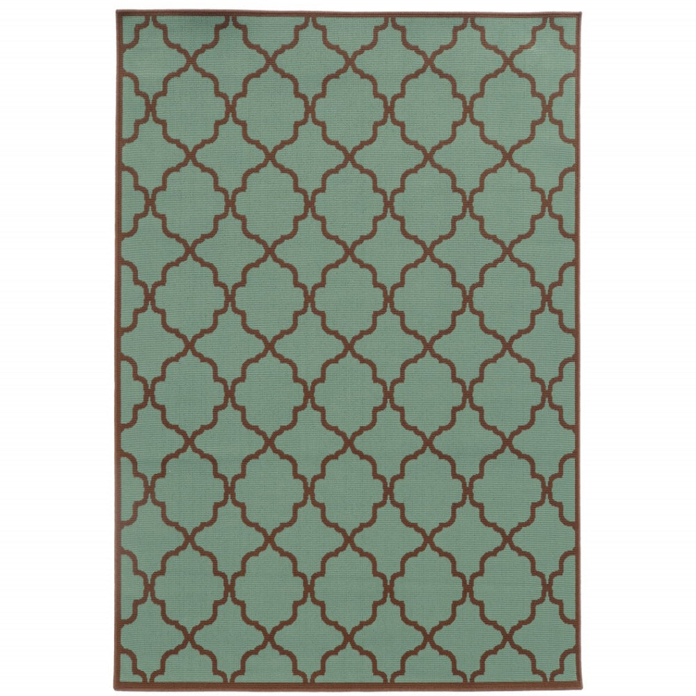 HomeRoots 9' X 13' Stylish Blue Geometric Area Rug - Stain Resistant for Indoor & Outdoor Spaces, Durable Design 507375