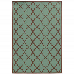 HomeRoots 9' X 13' Stylish Blue Geometric Area Rug - Stain Resistant for Indoor & Outdoor Spaces, Durable Design 507375