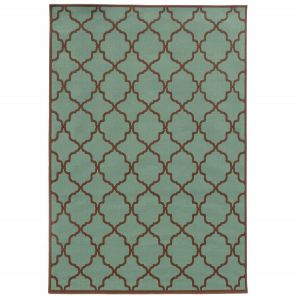 HomeRoots 9' X 13' Stylish Blue Geometric Area Rug - Stain Resistant for Indoor & Outdoor Spaces, Durable Design 507375