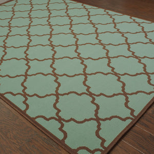 HomeRoots 9' X 13' Stylish Blue Geometric Area Rug - Stain Resistant for Indoor & Outdoor Spaces, Durable Design 507375