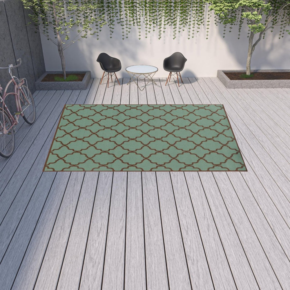 HomeRoots 9' X 13' Stylish Blue Geometric Area Rug - Stain Resistant for Indoor & Outdoor Spaces, Durable Design 507375
