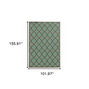 HomeRoots 9' X 13' Stylish Blue Geometric Area Rug - Stain Resistant for Indoor & Outdoor Spaces, Durable Design 507375