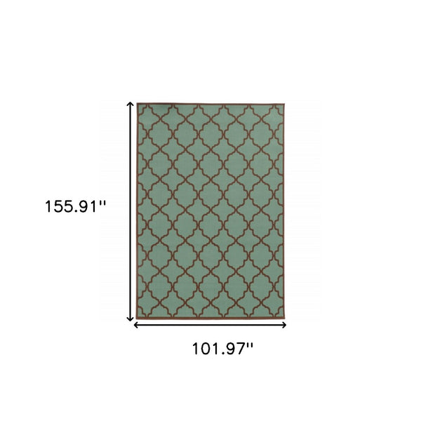 HomeRoots 9' X 13' Stylish Blue Geometric Area Rug - Stain Resistant for Indoor & Outdoor Spaces, Durable Design 507375