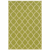 Stylish 9' x 13' Stain Resistant Green & Ivory Geometric Indoor/Outdoor Area Rug for Homes