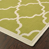 Homeroots 9' X 13' Green And Ivory Geometric Stain Resistant Indoor Outdoor Area Rug  Polypropylene 507390