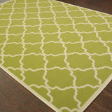 Homeroots 9' X 13' Green And Ivory Geometric Stain Resistant Indoor Outdoor Area Rug  Polypropylene 507390