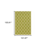 Homeroots 9' X 13' Green And Ivory Geometric Stain Resistant Indoor Outdoor Area Rug  Polypropylene 507390