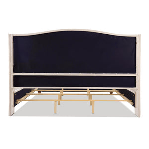 English Elm Jennifer Taylor Home - Marcella Upholstered Shelter Headboard Bed Set, King - Sky Beige, Luxurious Comfort & Style B2719P238225