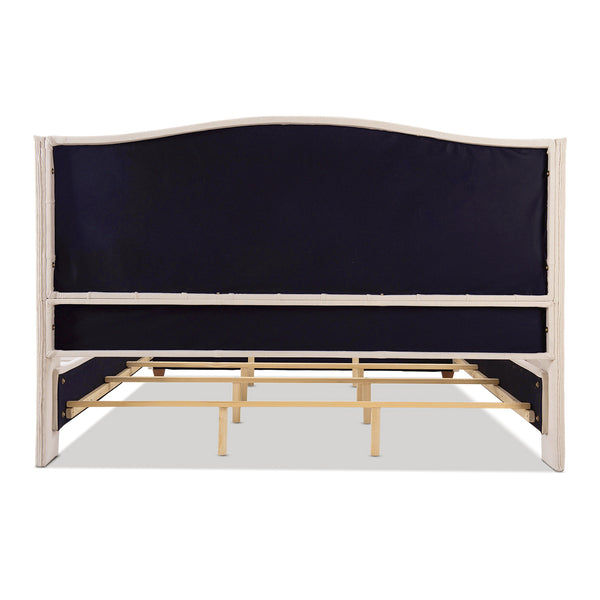 English Elm Jennifer Taylor Home - Marcella Upholstered Shelter Headboard Bed Set, King - Sky Beige, Luxurious Comfort & Style B2719P238225