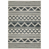 Homeroots 5' X 7' Blue And Beige Geometric Stain Resistant Indoor Outdoor Area Rug  Polypropylene 507466