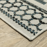 Homeroots 5' X 7' Blue And Beige Geometric Stain Resistant Indoor Outdoor Area Rug  Polypropylene 507466