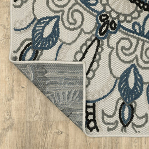 HomeRoots 5' Stylish Blue and Beige Geometric Area Rug - Stain Resistant, Versatile for Indoor/Outdoor Use 9'10" x 12'10" 507475
