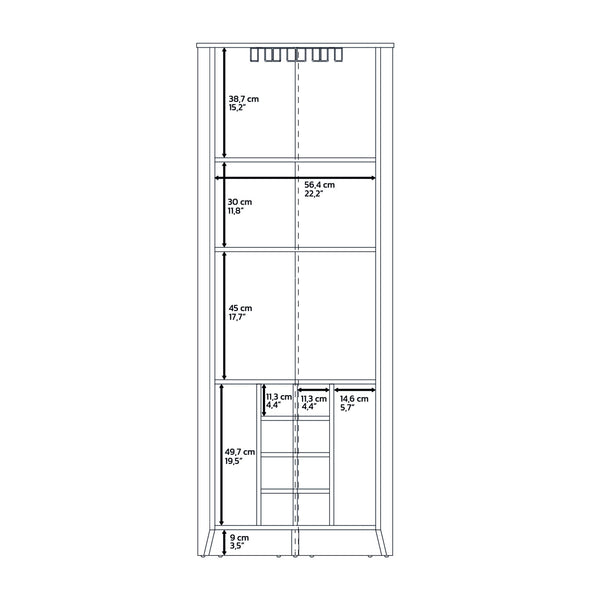 English Elm Corner Bar Cabinet with Ten Built-In Wine Slots, Cup Rack & Spacious Top Shelf for Entertaining Brown 75.2 L x 24.02 W x 3.15 H B097S00148