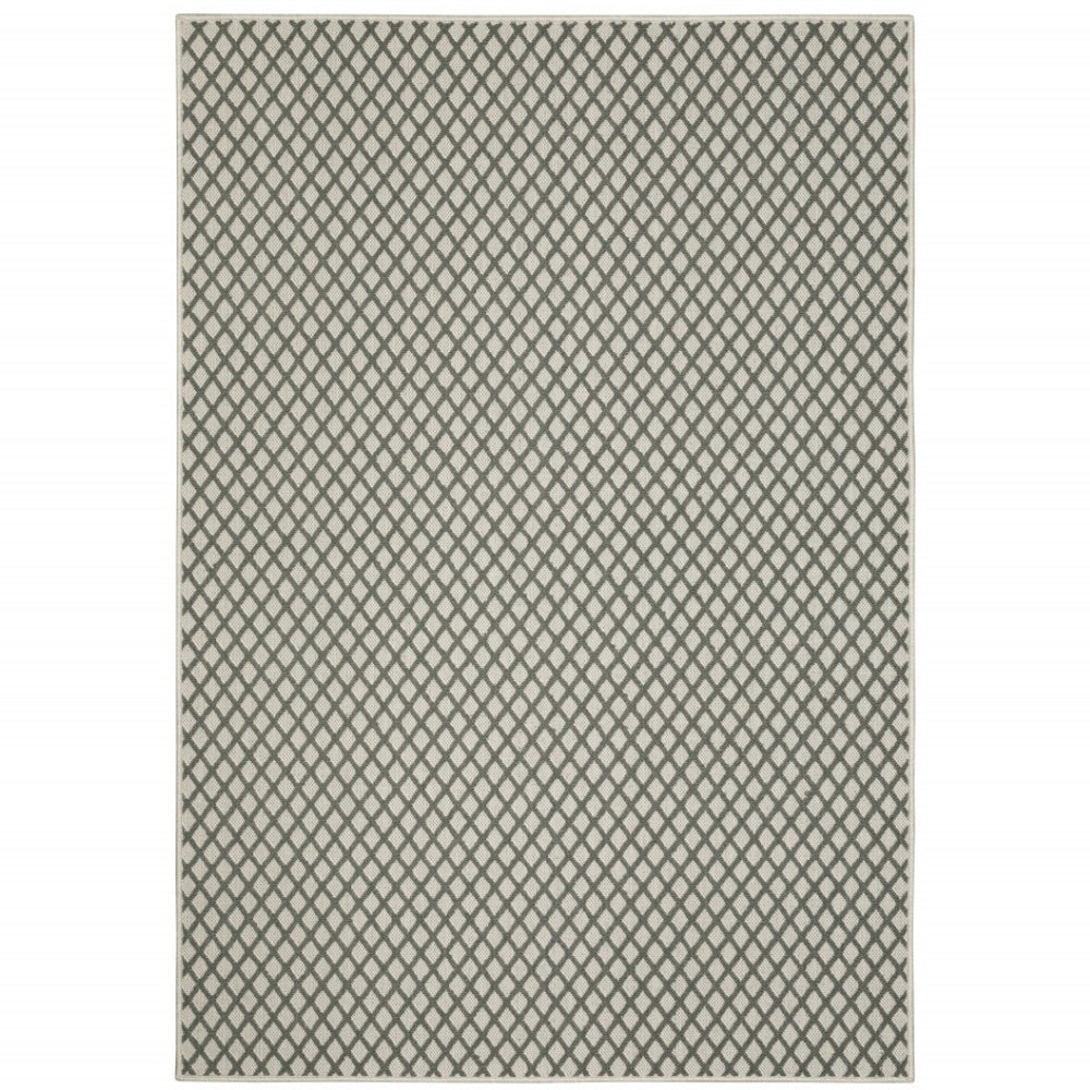 HomeRoots 5' Geometric Beige Area Rug – Durable, Stain Resistant Design for Indoor & Outdoor Spaces, Easy Care 5'3" x 7'3" 507490