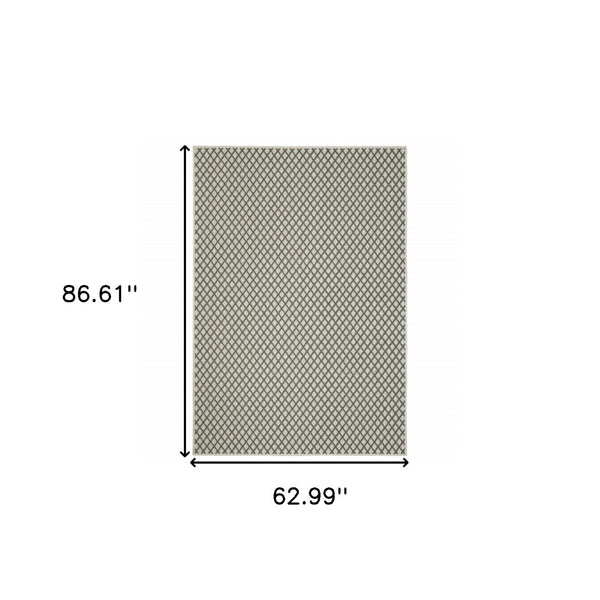 HomeRoots 5' Geometric Beige Area Rug – Durable, Stain Resistant Design for Indoor & Outdoor Spaces, Easy Care 5'3" x 7'3" 507490