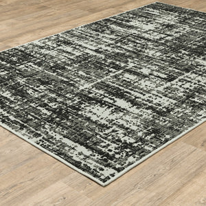 HomeRoots 5' X 7' Distressed Beige and Black Abstract Area Rug – Stain-Resistant for Indoor & Outdoor Use 5'3" x 7'3" 507496