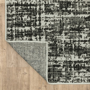 HomeRoots 5' X 7' Distressed Beige and Black Abstract Area Rug – Stain-Resistant for Indoor & Outdoor Use 5'3" x 7'3" 507496