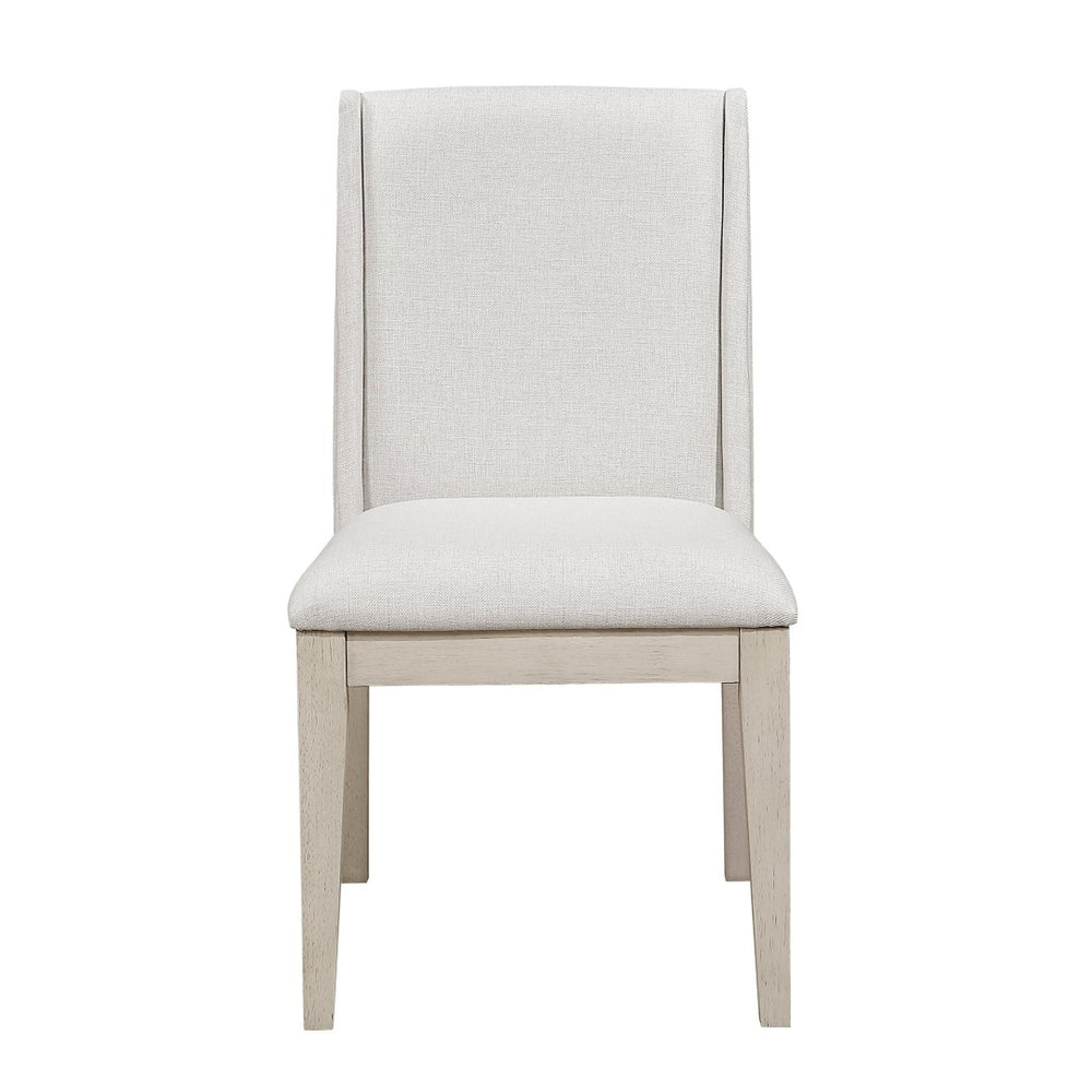 English Elm Beautiful Ivory Fabric Dining Chairs Set of 2 with Antique White Wood Frame B011P447486