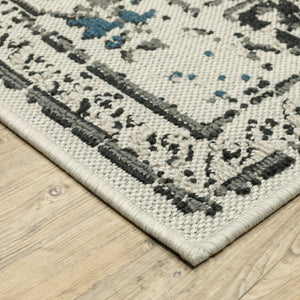 HomeRoots 5' X 7' Blue and Beige Oriental Area Rug - Stylish, Stain Resistant Design for Indoor and Outdoor Use 7'10" x 10' 507504