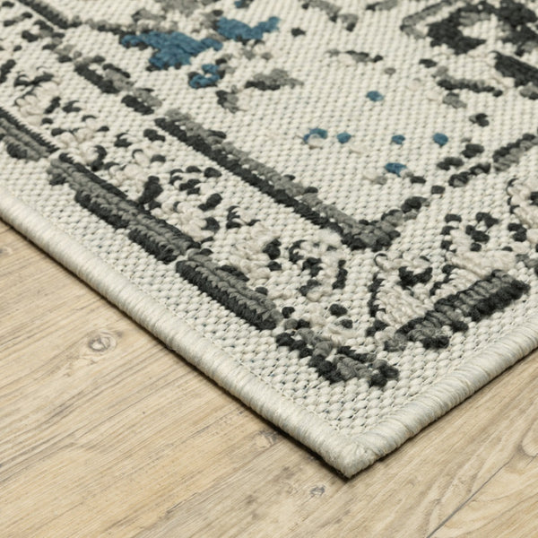 HomeRoots 5' X 7' Blue and Beige Oriental Area Rug - Stylish, Stain Resistant Design for Indoor and Outdoor Use 7'10" x 10' 507504