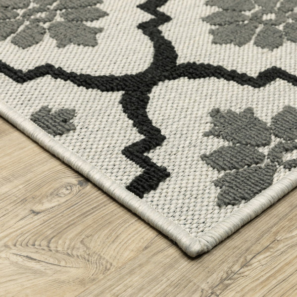 HomeRoots 5' X 7' Beige and Black Geometric Area Rug – Stylish, Stain-Resistant Design for Indoor & Outdoor Spaces 7'10" x 10' 507510