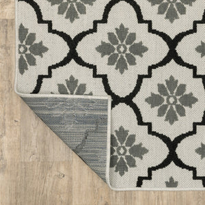 HomeRoots 5' X 7' Beige and Black Geometric Area Rug – Stylish, Stain-Resistant Design for Indoor & Outdoor Spaces 7'10" x 10' 507510