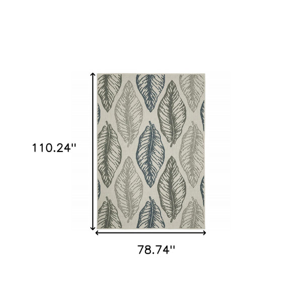 Homeroots 7' X 9' Beige Floral Stain Resistant Indoor Outdoor Area Rug  Polypropylene 507515