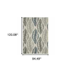 Homeroots 8' X 10' Beige Floral Stain Resistant Indoor Outdoor Area Rug  Polypropylene 507516