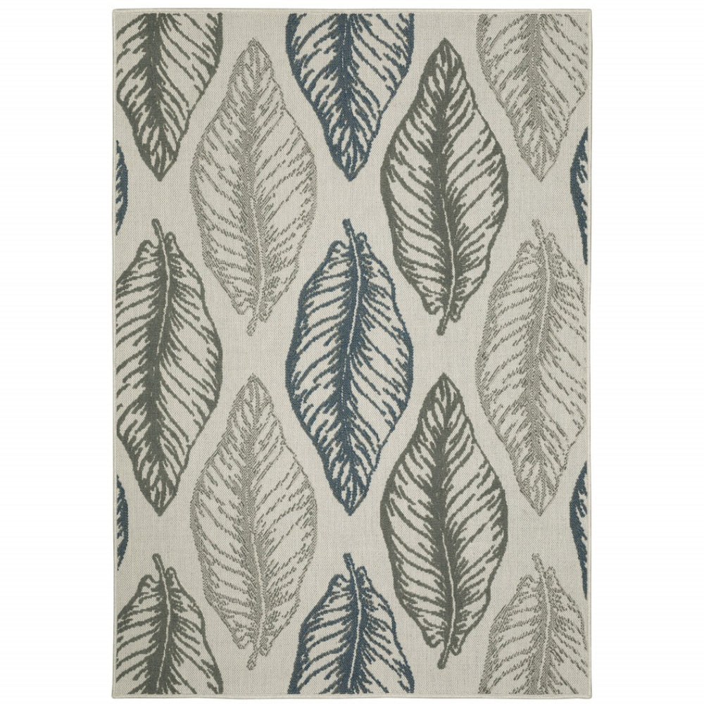 HomeRoots 5' Elegant Beige Floral Stain Resistant Area Rug for Indoor and Outdoor Spaces, Low Maintenance Design 9'10" x 12'10" 507517