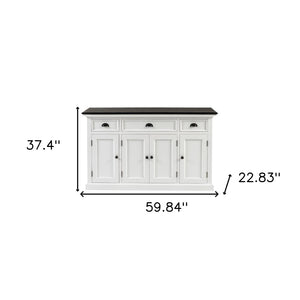 HomeRoots 60" Elegant Solid Wood Buffet Table with Stylish Two-Tone Finish and Ample Storage for Any Space 507534