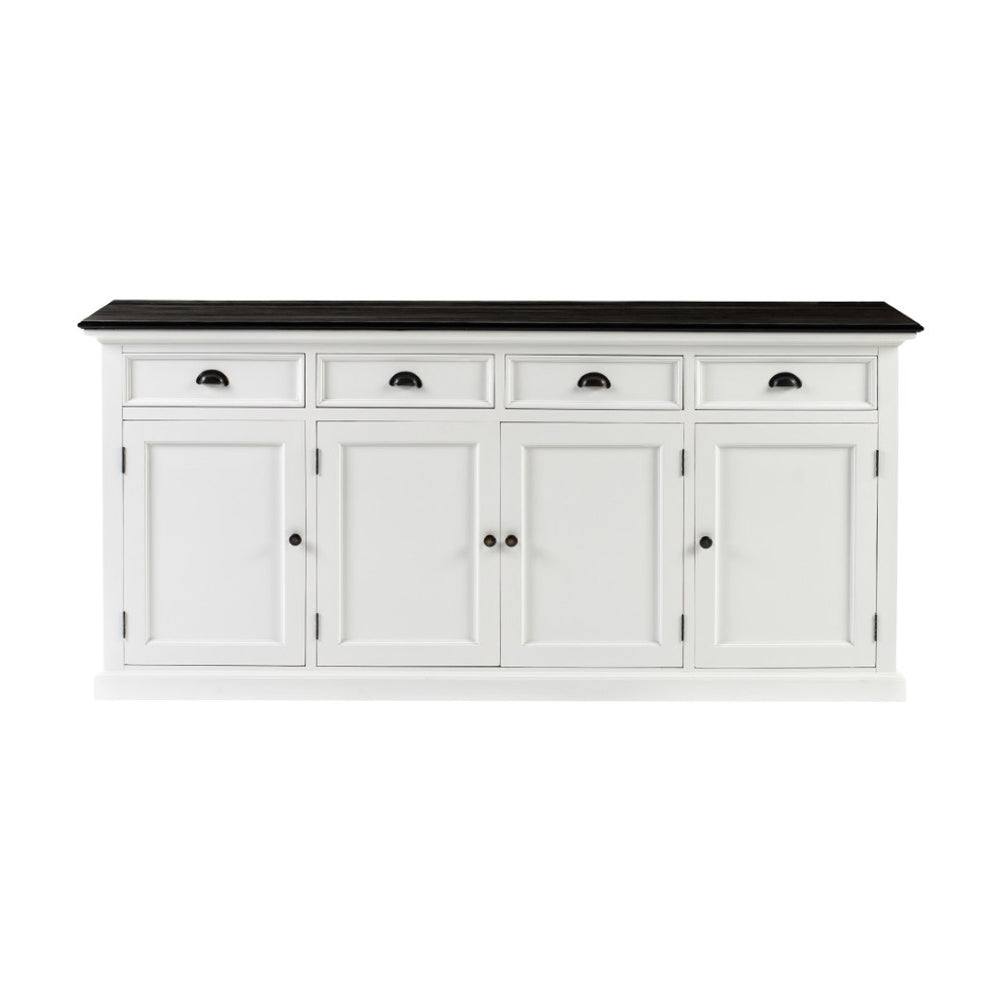 HomeRoots 81" Solid Wood Buffet Table in White & Black - Elegant Storage Solution for Modern Interiors 507535