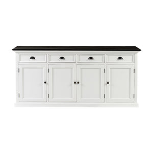 HomeRoots 81" Solid Wood Buffet Table in White & Black - Elegant Storage Solution for Modern Interiors 507535