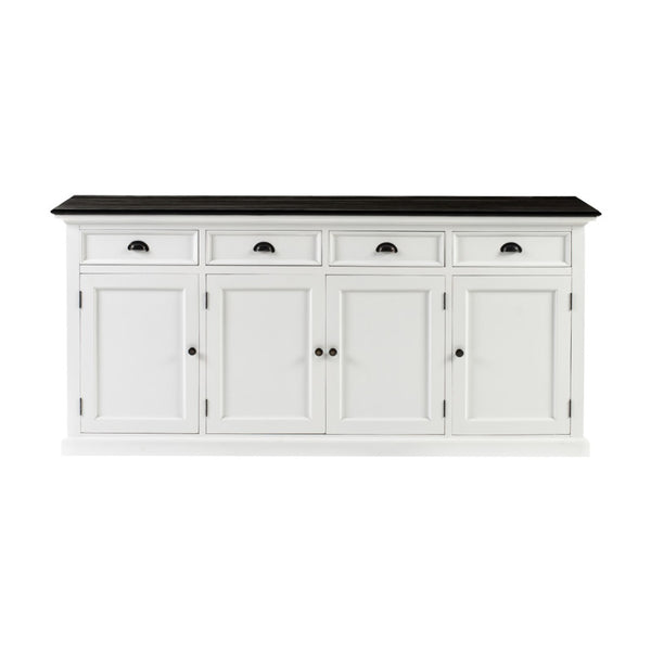 HomeRoots 81" Solid Wood Buffet Table in White & Black - Elegant Storage Solution for Modern Interiors 507535
