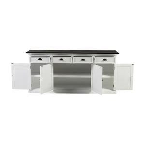 HomeRoots 81" Solid Wood Buffet Table in White & Black - Elegant Storage Solution for Modern Interiors 507535