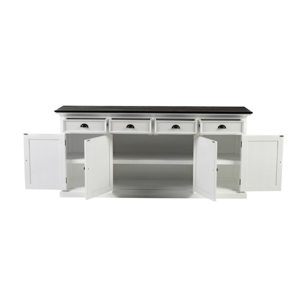 HomeRoots 81" Solid Wood Buffet Table in White & Black - Elegant Storage Solution for Modern Interiors 507535