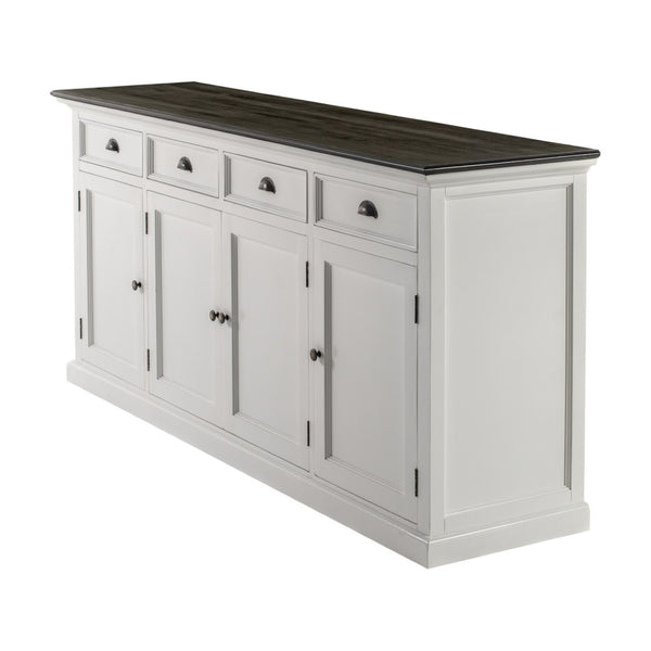 HomeRoots 81" Solid Wood Buffet Table in White & Black - Elegant Storage Solution for Modern Interiors 507535