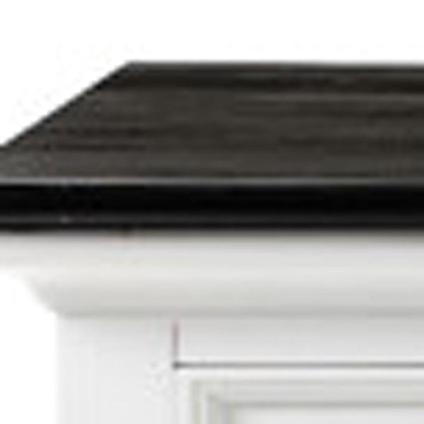 HomeRoots 81" Solid Wood Buffet Table in White & Black - Elegant Storage Solution for Modern Interiors 507535