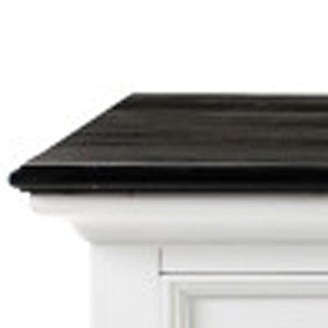 HomeRoots 81" Solid Wood Buffet Table in White & Black - Elegant Storage Solution for Modern Interiors 507535