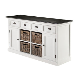 HomeRoots 66" Solid Wood Buffet Table with Four Drawers & Two Doors - Elegant Two-Tone Storage Solution 507537