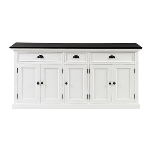 HomeRoots 74" Solid Wood Buffet Table in Black & White – Stylish Storage Solution for Any Room Décor 507538