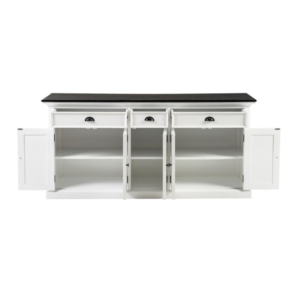 HomeRoots 74" Solid Wood Buffet Table in Black & White – Stylish Storage Solution for Any Room Décor 507538