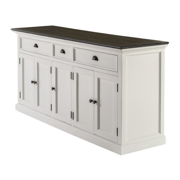 HomeRoots 74" Solid Wood Buffet Table in Black & White – Stylish Storage Solution for Any Room Décor 507538