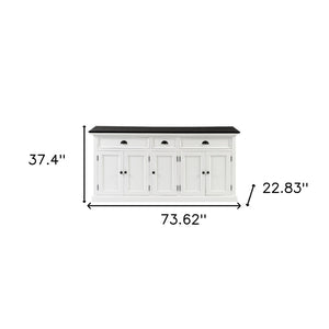 HomeRoots 74" Solid Wood Buffet Table in Black & White – Stylish Storage Solution for Any Room Décor 507538